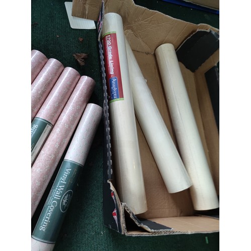 114 - A selection of sealed Laura Ashley wallpaper. 6 in pink with floral design along with 3 rolls of Ana... 