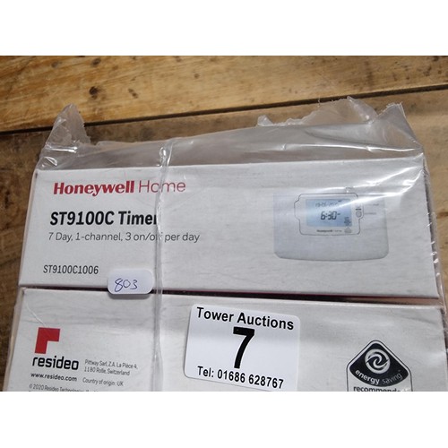 7 - 4x new and sealed boxed Honeywell Home 7 Day 1 channel timers model ST9100C. RRP of £65.00 each.