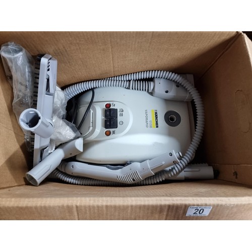 20 - boxed Karcher vaporapid 1105 steam cleaner with all of its accessories in good working order