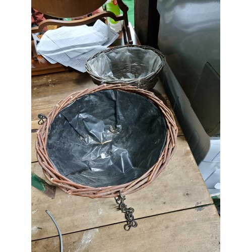 38 - Bulldog brand rapid incinerators fire basket complete with 2x hanging baskets, small wicker log baks... 