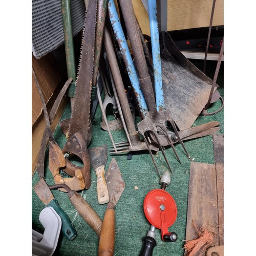 47 - Large quantity of various hand tools and garden tools