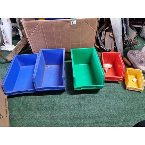 53 - Box containing large a quantity of plastic tool organising drawers by Link 51