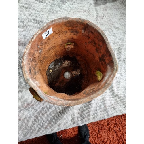 57 - Vintage terracotta strawberry planter in good condition, signed to the base. Height of 24cm x diamet... 