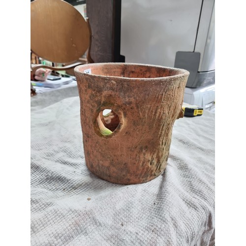 57 - Vintage terracotta strawberry planter in good condition, signed to the base. Height of 24cm x diamet... 