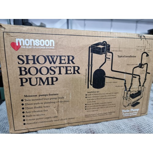 79 - Boxed as new unused Monsoon Shower Booster pump -  3.0 bar twin pump positive head flow. Expensive w... 