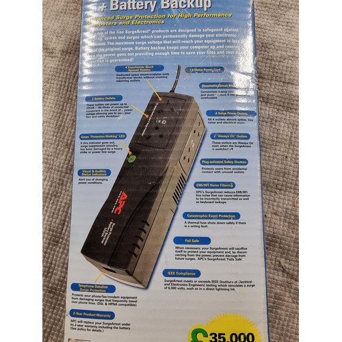 86 - Boxed APC surge protector+ battery backup for protection against blackouts etc in good condition