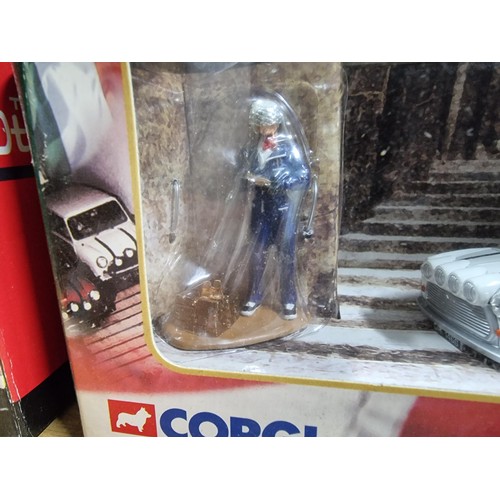 236 - 2x boxed as new Corgi The Italian Job Mini and Driver figure with gold bars 04441 along with a Walla... 