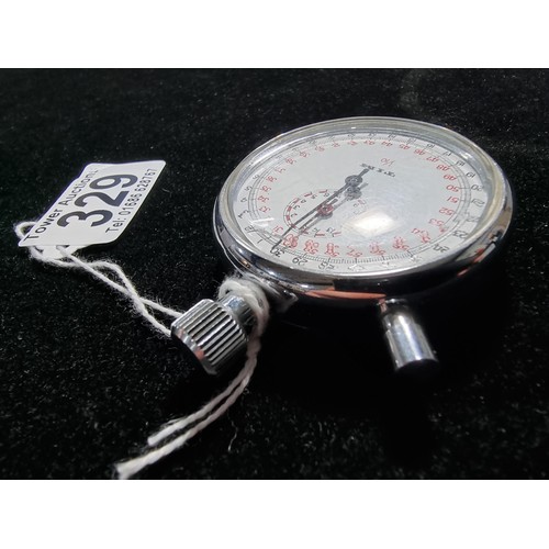329 - Vintage chrome cased stop watch by Tim in full working order