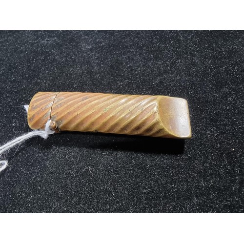 331 - Rare vintage brass whistle formed vesta case, whistle is also working.