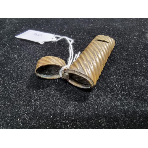 331 - Rare vintage brass whistle formed vesta case, whistle is also working.