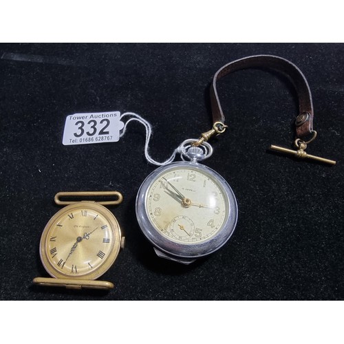 332 - Vintage Bader & Hafner Alarm pocket watch in excellent condition along with an old English brass wat... 