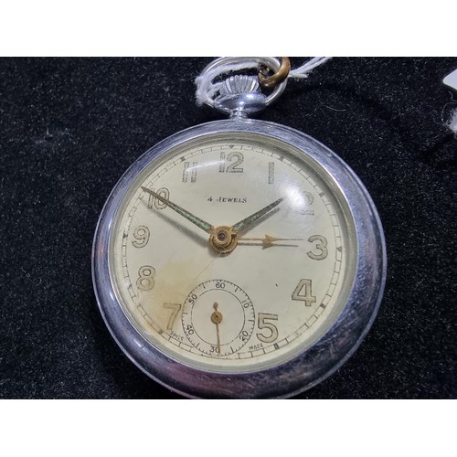 332 - Vintage Bader & Hafner Alarm pocket watch in excellent condition along with an old English brass wat... 