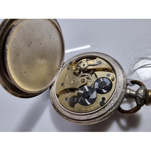 336 - Kay & Co Working Man pocket watch Union related with an enamel dial and a phrase around the rim of t... 