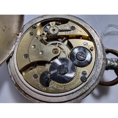 336 - Kay & Co Working Man pocket watch Union related with an enamel dial and a phrase around the rim of t... 