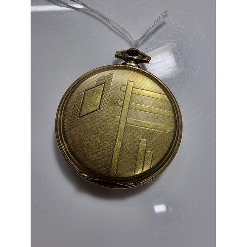 337 - Vintage brass cased pocket watch by Ancre with an attractive engraved design to the back in good cle... 