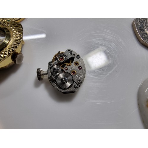 338 - Quantity of collectables inc hand painted porcelain plaques, collectable coins, 3x lady watches etc