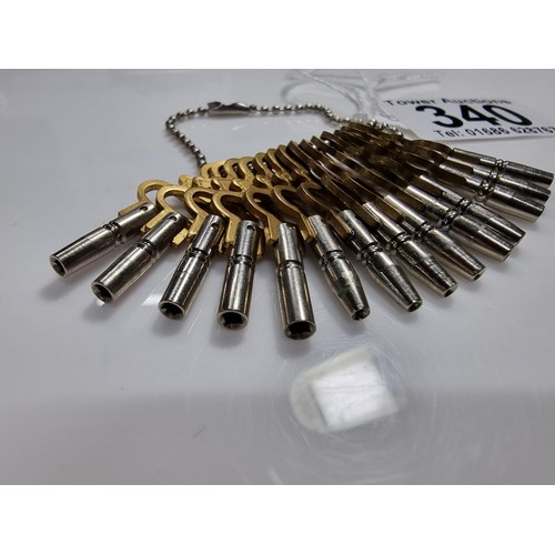 340 - Bundle of 14x vintage pocket watch keys, each one is a different size.