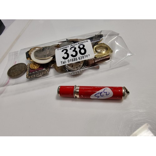 338 - Quantity of collectables inc hand painted porcelain plaques, collectable coins, 3x lady watches etc