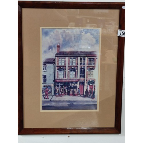 159 - A Barbara Hampton watercolour of Griffiths & Griffiths (now Stars Newsagents) Newtown. Dated 1987, l... 