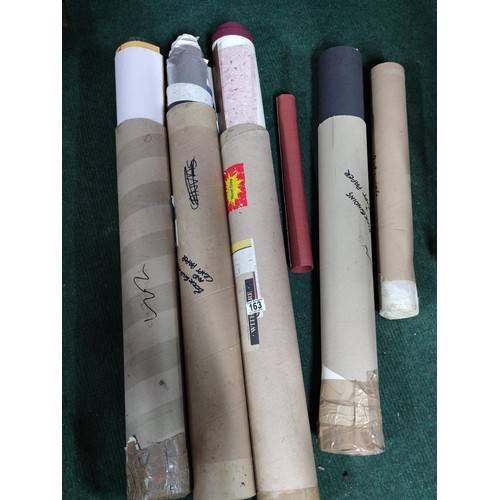 163 - 5 rolls containing a large quantity of book binding and craft paper.