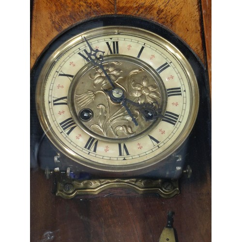 166 - A vintage very well made oak Frederick Mauthe Schwingen and son Vienna wall clock, includes Edelweis... 