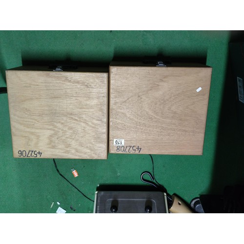 170 - 2 strong lined wooden storage boxes. Lockable with carry handles.