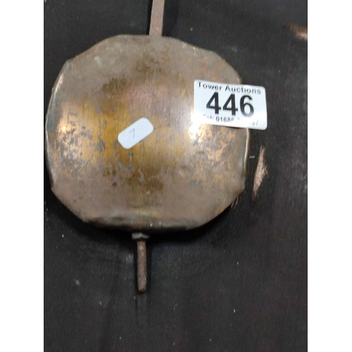 446 - A heavy lead copper covered vintage pendulum, length 20cm, Width 12cm.