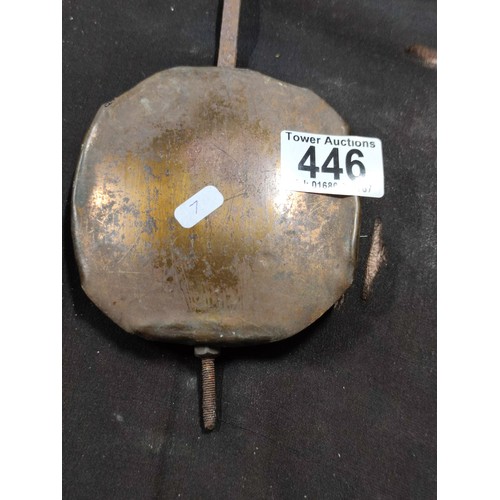 446 - A heavy lead copper covered vintage pendulum, length 20cm, Width 12cm.