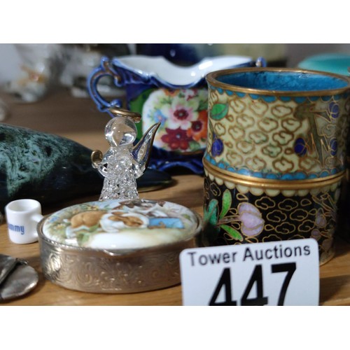 447 - A large collection of quality collectibles including 4 silver scene trinket boxes, a collection of e... 