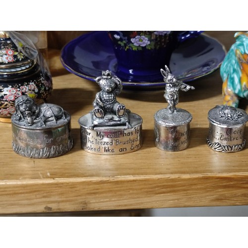 447 - A large collection of quality collectibles including 4 silver scene trinket boxes, a collection of e... 