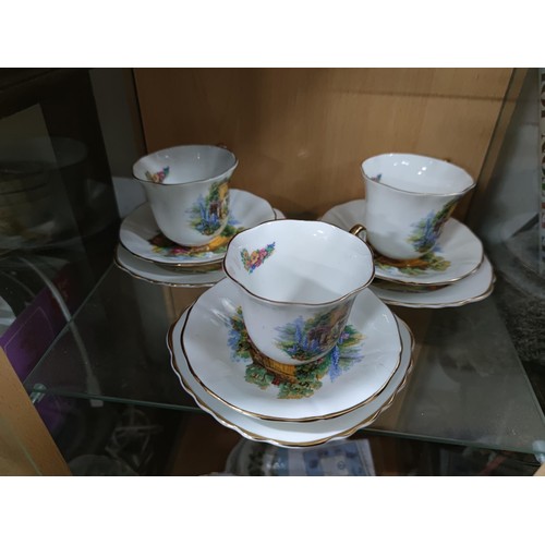 469 - A quantity of glassware and china including a 20 piece Royal Vale part tea set, a quantity of cut gl... 