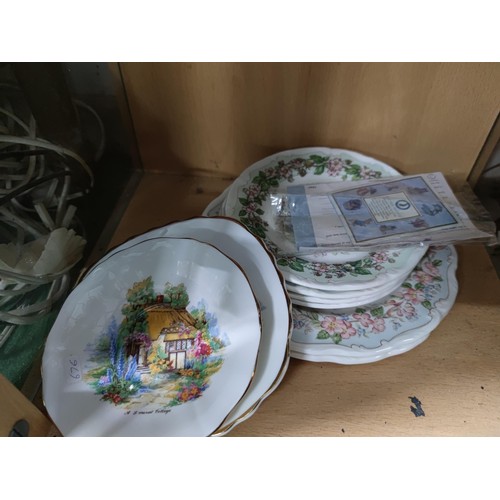 469 - A quantity of glassware and china including a 20 piece Royal Vale part tea set, a quantity of cut gl... 