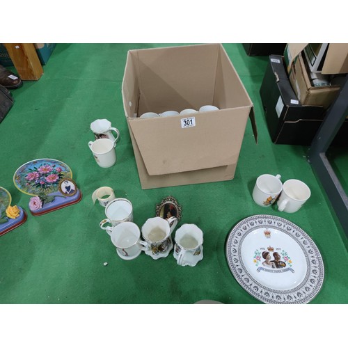 301 - A quantity of Royal memorabilia including 23 mugs, 2 limited edition queen elizabeth 