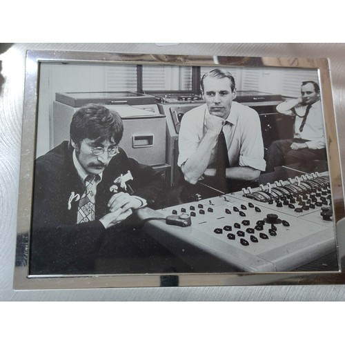 307 - A box containing a quantity of collectables including a photo of John Lennon in a recording studio, ... 