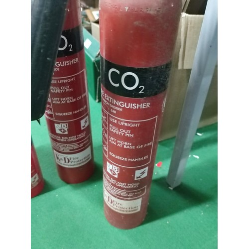 310 - A collection of 4 vintage fire extinguishers, 3 for CO2
and a small powder one, all empty.
Tallest o... 