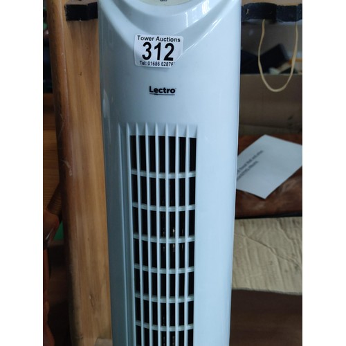 312 - A tall oscillating lectro tower fan. In full working order.
Height 82cm.