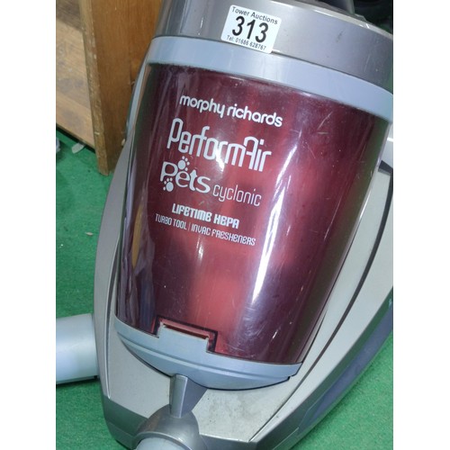 313 - A Morphy Richards performAir pets vacuum cleaner with accessories, spare filter and instruction manu... 