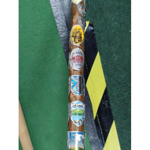 315 - A collection of 4 walking sticks including a collapsible mobility aid stick, one contains a large qu... 