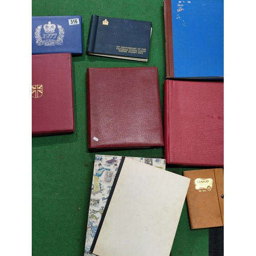 316 - A plastic box containing a good quantity of empty vintage and modern stamp albums etc, including Sta... 