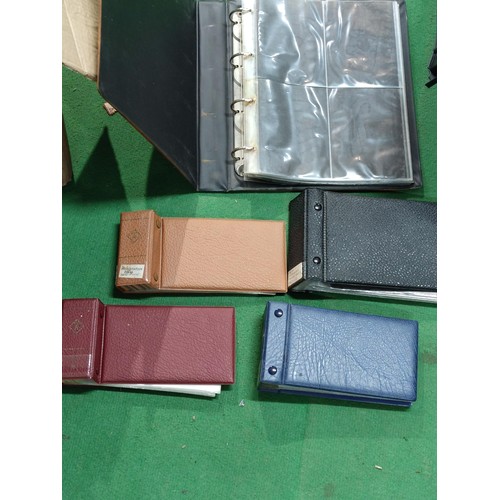 317 - A box containing a quantity of Royal Mail and other postcard/PHQ albums. Empty!