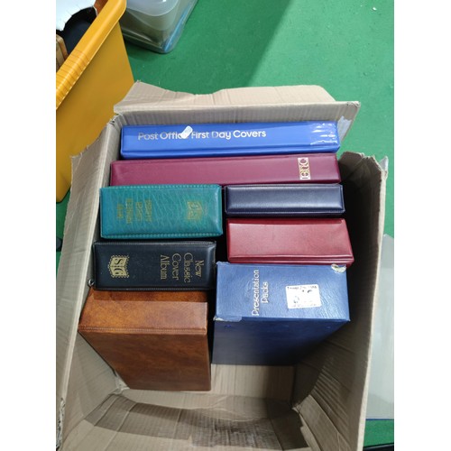 318 - A box containing a quantity of FDC cover albums, all empty of various sizes.