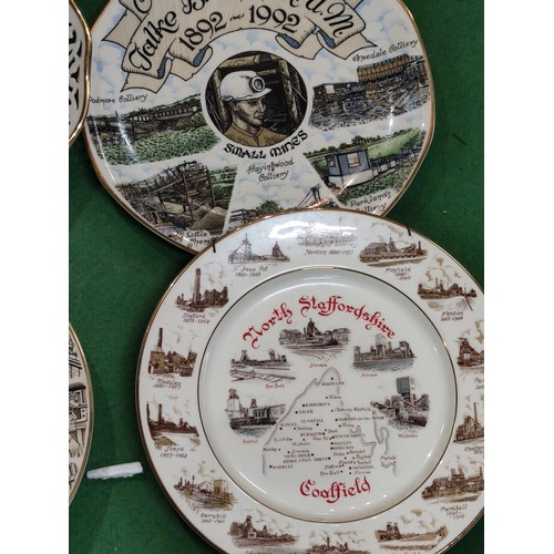 320 - A box containing a quantity of collectables including 9 plates relating to mining, hunting plate, Co... 