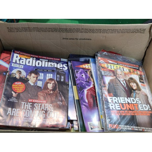 321 - A box containing a large quantity of Dr Who memorabilia. Including storybooks, annuals, sealed magaz... 