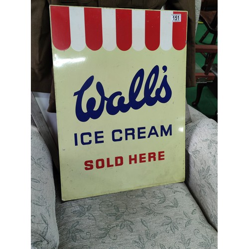 151 - A vintage double sided enamel Wall's ice cream sign, dated 1963, in excellent condition, displaying ... 