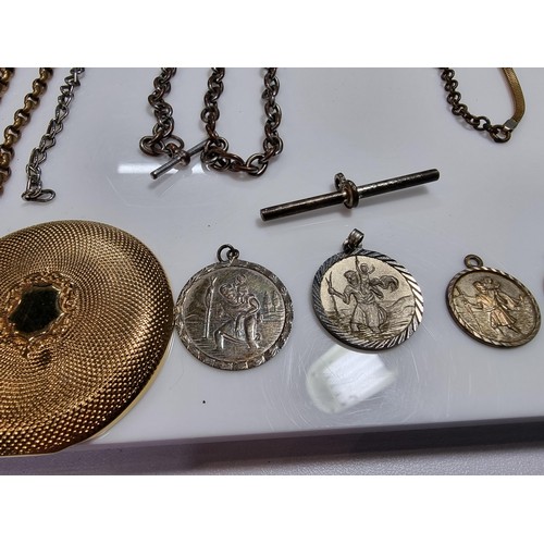 345 - A suite of various pocket watch / Albert chains along with a quantity of various pocket watch fobs, ... 