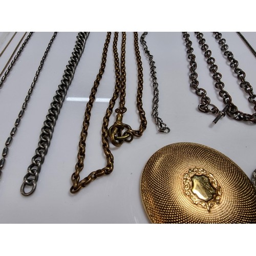 345 - A suite of various pocket watch / Albert chains along with a quantity of various pocket watch fobs, ... 