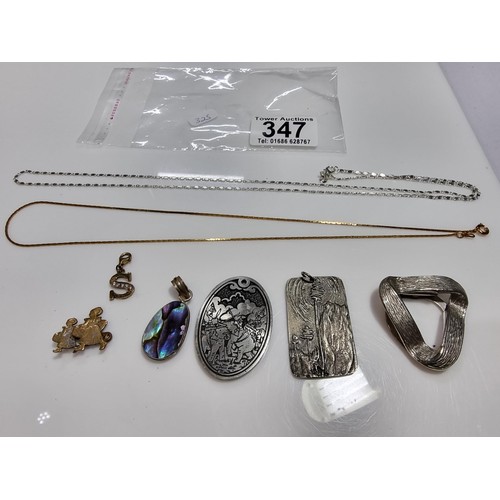347 - A quantity of collectable jewellery including an unusually pewter pendant most likely Danish, along ... 