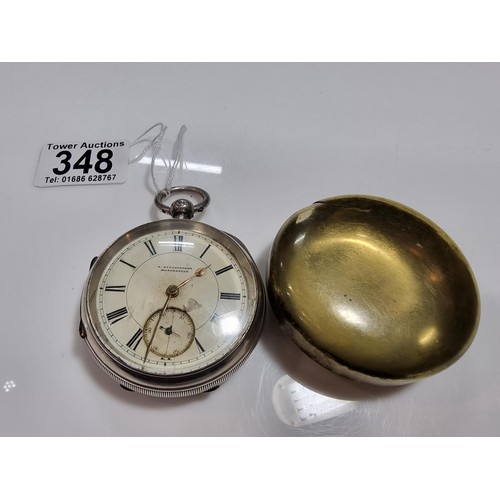 348 - An antique hallmarked 925 silver pocket watch in good overall condition, dial has a small chip, mark... 