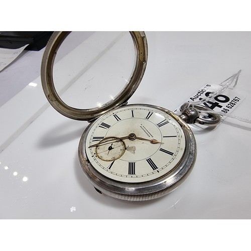 348 - An antique hallmarked 925 silver pocket watch in good overall condition, dial has a small chip, mark... 