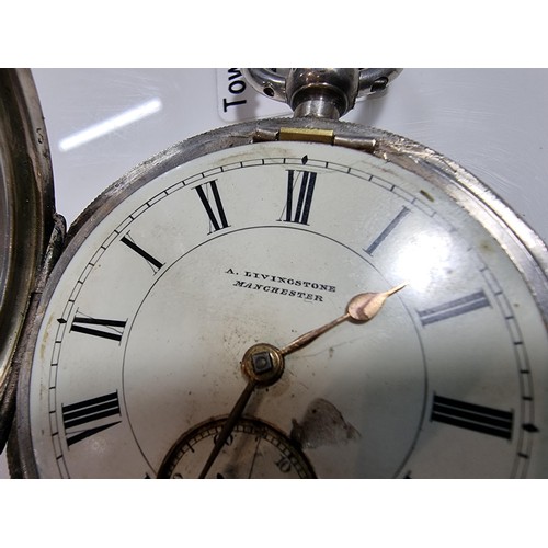 348 - An antique hallmarked 925 silver pocket watch in good overall condition, dial has a small chip, mark... 